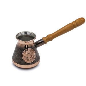 Auténtica cafetera armenia Jazzve con emblema de granada en relieve, Cezve Ibrik, cafetera tradicional de cobre texturizado de dos tonos. - Product Image 1