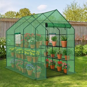 Grande serre portable d'extérieur et d'intérieur de 56 pouces avec 12 étagères et couverture en PE, espace de jardinage accessible avec fenêtres latérales pour jardin - Product Image 4