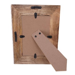 Marco de fotos de madera de mango tallado a mano de 5x7 pulgadas – Marco de fotos con patrón acanalado rústico para mesa o pared, ideal para decoración del hogar. - Product Image 3
