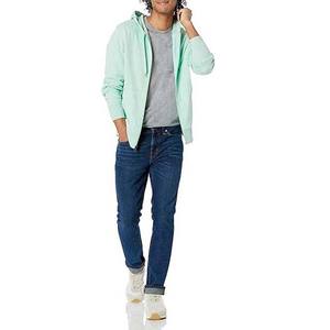 Sudadera con Capucha y Cierre para Hombre, Color Verde Menta, Corte Regular, Color Sólido, Informal, de Felpa, 100% Algodón Tejido, Estilo Primavera - Product Image 3