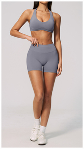 Ensemble de sport 2 pièces CIYING pour femme : Crop top uni et legging capri taille haute, séchage rapide, en Spandex/Nylon, pour fitness et activités sportives - Product Image 4