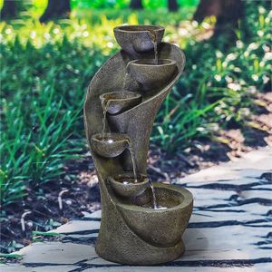 Fuente de Agua Moderna Curva de 23.5 Pulgadas para Interiores y Exteriores con Luz LED, Elegante Fuente de Agua para Exteriores - Product Image 1