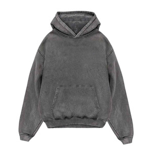 Sweat à capuche unisexe personnalisé, coupe oversize, effet vintage délavé, en molleton de coton épais, vierge, style streetwear - Product Image 1