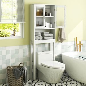 Mobiletto Salvaspazio da Bagno Sopra il WC con Ripiano Regolabile, in Legno, Bambù e MDF, Design Moderno e Tradizionale di Lusso per Camera da Letto - Product Image 6