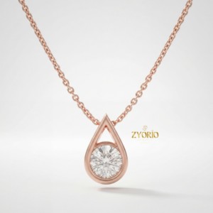Collier Pendentif Goutte d'Eau Classique en Diamant, Or Rose, Argent Sterling 925, Luxe, Fiançailles, Mariage, Quotidien, Élégant - Product Image 3