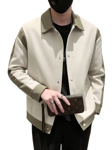 Chaqueta Bomber OEM para Hombre, Color Negro y Blanco, Cuello Camisero, Casual, Invierno, Impermeable, Reversible, Mezcla de Poliéster y Algodón - Product Image 3