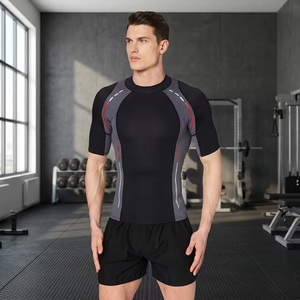 Latest Design <b>Men's</b> Short Sleeve Quick Dry Rash Guard Color Blocked Spandex Polyester Swim <b>Shirt</b> Top Adult - Product Image 6