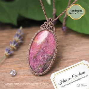 Collier pendentif en macramé turquoise fait main, style bohème naturel, ajustable, avec cordon noir, bijou de guérison - Product Image 5