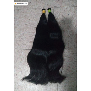 Extensions de cheveux naturels indiens Remy noirs lisses pour coiffures quotidiennes élégantes, longue durée, qualité supérieure, sans trame, double trame machine - Product Image 1