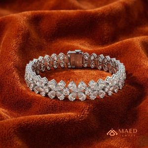 สร้อยข้อมือมอยส์ซาไนต์สีเงินสำหรับสุภาพสตรี สร้อยข้อมือแบบโซ่และแบบลิงค์ ดีไซน์ดอกไม้ เครื่องประดับแฟชั่น สร้อยข้อมือเทนนิส ของขวัญสุดหรูหรา อุปกรณ์เสริม - Product Image 2