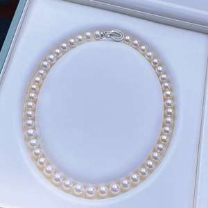 Collier de perles d'eau douce naturelles de 9-10 mm, presque rond, à forte brillance, chaîne de maman, simple et tendance, cadeau pour la fête des mères - Product Image 4