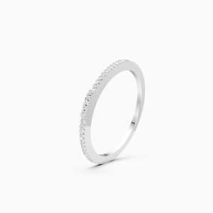 0.06 Ct Lab Grown Diamond Delicate Stackable Half Eternity Round Diamond Wedding Band In 9K Yellow White And Rose Gold - Product Image 2