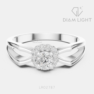 Bague de fiançailles en diamant de laboratoire rond certifié IGI 0,146 CT, or blanc 14 carats, couleur F+, clarté VS+, halo, bague de promesse pour femme - Product Image 1