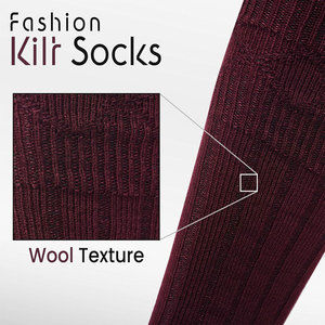 Custom Wholesale Scottish Highland Kilt Hose <b>Socks</b> Men's Traditional <b>Wool</b> Blend <b>Long</b> <b>Socks</b> Soft Ribbed Comfortable Fit - Product Image 3