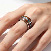 Bague en carbure de tungstène avec incrustation de bois et de pierres de turquoise concassées, alliance de 8 mm pour hommes et femmes, bijoux naturels en gros