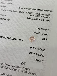 Diamantes Sueltos Rosa Fantasía de 1.38ct, Corte Radiante, Claridad VVS, Cultivados en Laboratorio HPHT CVD, Certificados por IGI, Perforados con Láser, para Joyería, Venta al Por Mayor - Product Image 2