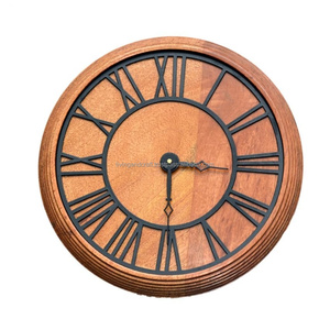 Nouvelle Arrivée 2026 Grande Horloge Murale en Bois 12-24 Pouces Silencieuse Sans Tic-Tac Design Bois & Métal Décoration Maison Vente en Gros - Product Image 2