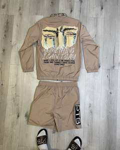 Windbreaker Short Set For Men With Zipper <b>Jacket</b> And Matching Shorts Breathable For Athletic Style Windbreaker set - Product Image 3