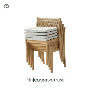 Sillas de Comedor de Madera de Teca Sólida al por Mayor, Modernas con Respaldo de Cuerda Tejida y Cojín Tapizado, para Uso Comercial en Hoteles, Hogares, Oficinas, Bares y Gimnasios - Bima - Product Image 1