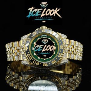 Reloj de Pulsera de Cuarzo Automático con Esfera Verde y Tono Dorado, 42 mm, Correa de 20 mm, Aspecto de Cristal, Elegante y Lujoso para Hombre - Product Image 1