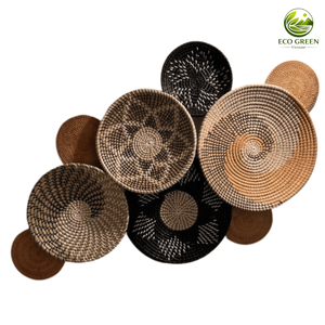 Plato de pared de junco marino estilo boho, hecho a mano, tejido, al por mayor, decoración natural para el hogar - Product Image 5