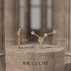 Boucles d'oreilles en or 14 carats avec diamants, élégantes puces d'oreilles en forme de grappe d'étoiles pour femmes, bijoux célestes étincelants avec diamants de laboratoire, cadeau unique - Product Image 3
