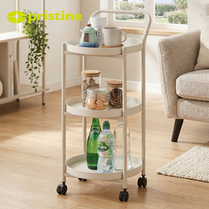 Carrito de Servicio Redondo de Metal Moderno de 3 Niveles, Resistente y Fácil de Limpiar, para Cocina y Sala de Estar, Contenedor de Alimentos - Product Image 4