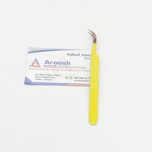 Pince à épiler de type courbe J en or rose couleur jaune extensions de cils à poignée diamantée en acier inoxydable de haute qualité pince à épiler durable - Product Image 2