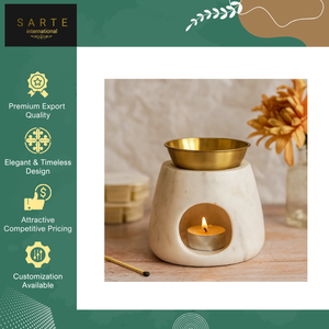 Top Notch Quality Bulk Supply Handmade Eco-Friendly Marble Brass Oil Burner Essential Oils Premium <b>Aroma</b> Fragrance <b>Diffuser</b> - Product Image 4