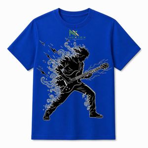 T-shirt en coton avec impression de groupe rock et guitariste, style streetwear décontracté, service OEM - Product Image 3