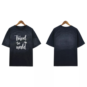 T-shirt décontracté à manches courtes pour homme, fabriqué au Pakistan, effet délavé, grande taille, avec logo personnalisé imprimé, coupe confortable - Product Image 3