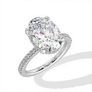 แหวนหมั้นเพชรทรงรี 3 กะรัต ผลิตในห้องปฏิบัติการ ประดับด้วยวงแหวนรอบเพชรแบบซ่อน ตัวเรือนเงินแท้ 925 ชุบทองคำขาวและโรสโกลด์ สำหรับเป็นของขวัญวันครบรอบแต่งงาน - Product Image 2