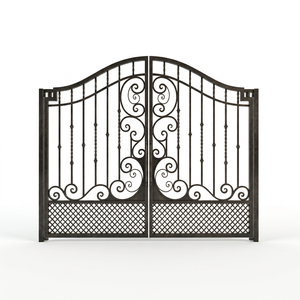Portail double battant en fer forgé traditionnel KHP, revêtement poudré, durable, pour usage extérieur, installation facile - Product Image 1