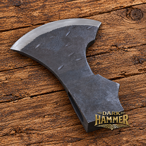 Tête de hache forgée à la main avec marques de marteau, lame large et courbée, acier forgé, rustique, fait main, traditionnel - Product Image 3