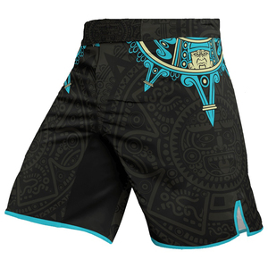 กางเกงมวย MMA ชาย พิมพ์ลายแบบ Sublimation แห้งเร็ว สีดำ กางเกง MMA ออกแบบเองได้ โลโก้ด้านหน้า ทรงปกติ กางเกงนักสู้ - Product Image 1