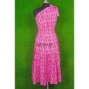 Túnica Casual de Algodón 100% Hecha a Mano con Hombros Descubiertos, Estilo Bodycon, Femenina, Transpirable, con Volantes, Estampado Floral Elegante y Ecológico - Product Image 6