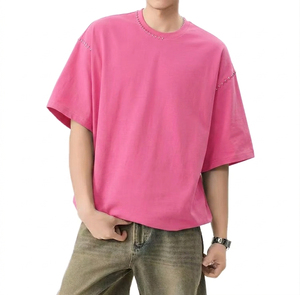Camiseta Oversize para Hombre, 100% Algodón, Manga Corta, Cuello Redondo, Estilo Minimalista, Color Sólido, Tejido Jersey, Prenda Urbana - Product Image 2