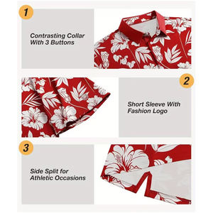 Polo de golf homme anti-plis à manches courtes, coupe ajustée, avec fente latérale et motif floral imprimé par sublimation - Product Image 6