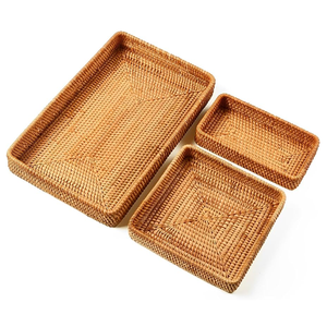 Bandeja de Servir Multiusos de Ratán Hecha a Mano de Calidad Premium con Asa de Madera Natural, Organizador de Mesa de Cocina para Bandejas Decorativas - Product Image 2