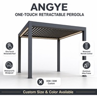 Pergola rectangulaire en aluminium pliable électrique personnalisable OEM, toit à lames motorisé rétractable, gazebo pour patio extérieur