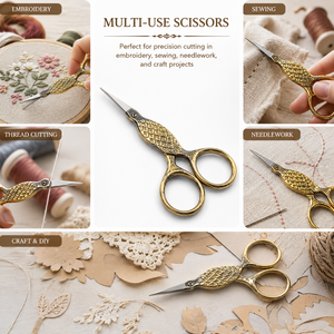 Ciseaux de couture multi-usages OEM à motif écailles de poisson dorées, lame en acier inoxydable, manche en métal, ciseaux de tailleur pour artisanat, tissu DIY - Product Image 5