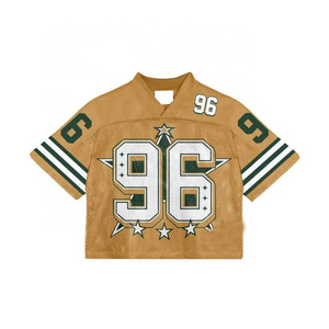 เสื้อฟุตบอลสไตล์อเมริกันเรโทรแบบสตรีทแวร์ ผ้าตาข่ายระบายอากาศได้ดี ไซส์พลัส พิมพ์ลาย โพลีเอสเตอร์ 100% - Product Image 5