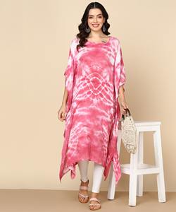 High Quality Designer Rayon <b>Kaftan</b> Tie Dyed <b>Summer</b> Daily Wear Regular Fit Sweetheart neck at Best Price by Supplier - Product Image 5