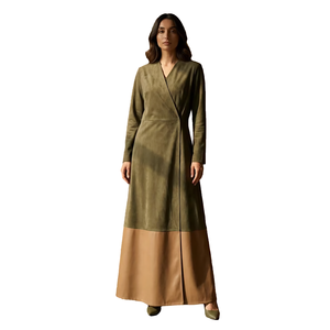Elegante Vestido Abaya de Satén en Dos Tonos para Mujer, Ropa Islámica Modesta, Estilo Maxi |   Vestido Kaftan Estilo Dubái de Manga Larga 2026, Moda Premium - Product Image 1