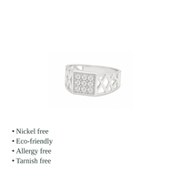 Bague Cocktail CZ à sertissage pavé, design géométrique, argent 925, style classique, bijoux de fiançailles unisexe