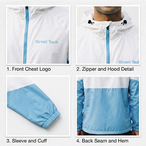 Chaqueta Cortavientos Personalizada con Logotipo para Hombre, 100% Nailon, Chaqueta Impermeable Ligera para Senderismo con Cremallera y Capucha - Product Image 6