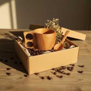 Hand Carved Wooden <b>Mug</b> Engraved <b>Tree</b> Design Polished Brown Handle Cup for Gift and Home Decor - Product Image 2