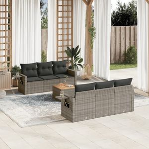 Ensemble de canapés de jardin en rotin gris 6 places, résistant aux intempéries, mobilier d'extérieur au design contemporain - Product Image 1