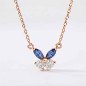 จี้ผีเสื้อไพลินสีน้ำเงินแท้ เงินแท้ 925 ชุบทอง 14K จี้หินธรรมชาติ ของขวัญ - Product Image 4