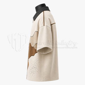 Camisa de hombre personalizada con cremallera, manga corta, estilo casual urbano, oversize. - Product Image 4